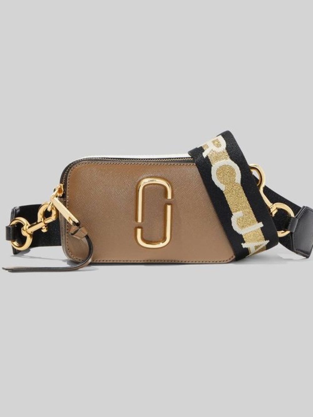 Marc Jacobs Taupe Snapshot Camera Bag with Black Logo Strap